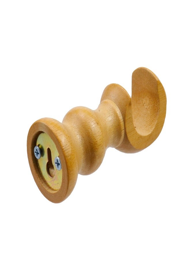 Woogim Wood Curtain Brackets Window Curtain Single Holders with Round Base for Window Hardware Rod Holders 28mm/1.1inch 2 PCS (Wood Color) - Image 3
